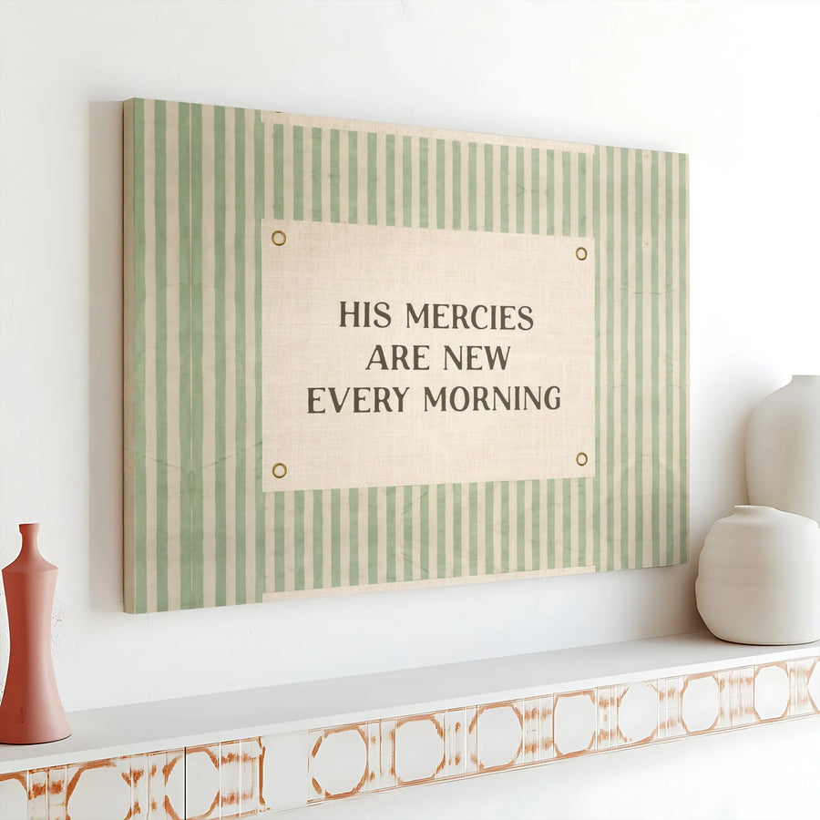 Bible Verse Canvas Print | His Mercies Are New Every Morning | Premium Gallery Wrapped Canvas | Christian Home Decor Inspirational Scripture Gift