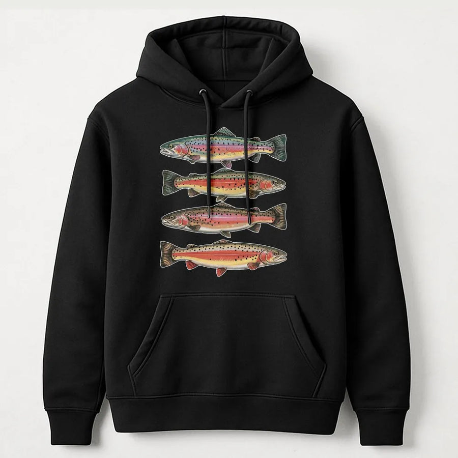 Vintage Trout Hoodie | Rainbow Trout Species Illustration | Premium Comfort Colors Cotton | Gift for Fisherman & Angler