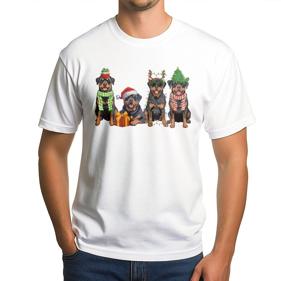 Rottweiler Christmas T-Shirt | Festive Dog Group Holiday Graphic | Premium Cotton Unisex Tee | Cute Pet Lover Gift for Dog Mom and Dad