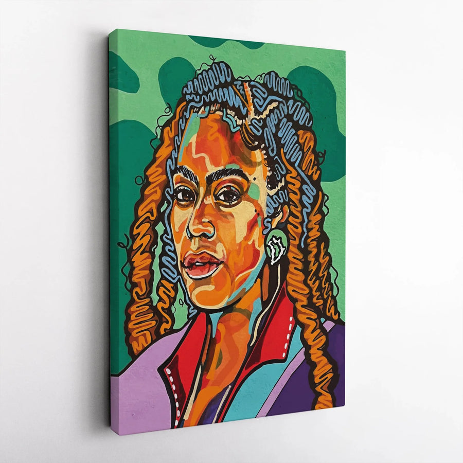 Black Woman Portrait Wall Art | Vibrant Pop Art Canvas Print | Premium 1.25-Inch Gallery Wrap | Modern African American Home Decor Gift