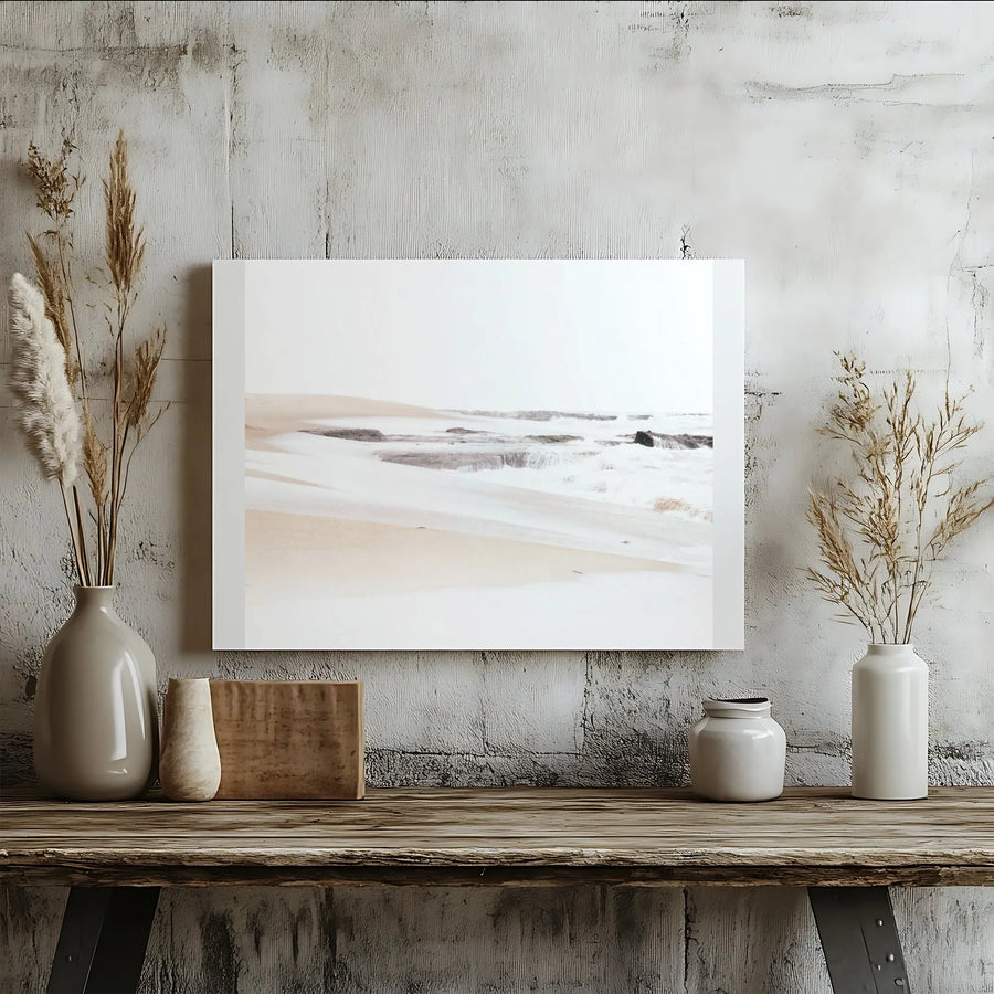 Minimalist Seascape Canvas Wall Art | Neutral Beach Photography Print | Premium Gallery Wrapped Canvas | Modern Coastal Home Decor Gift