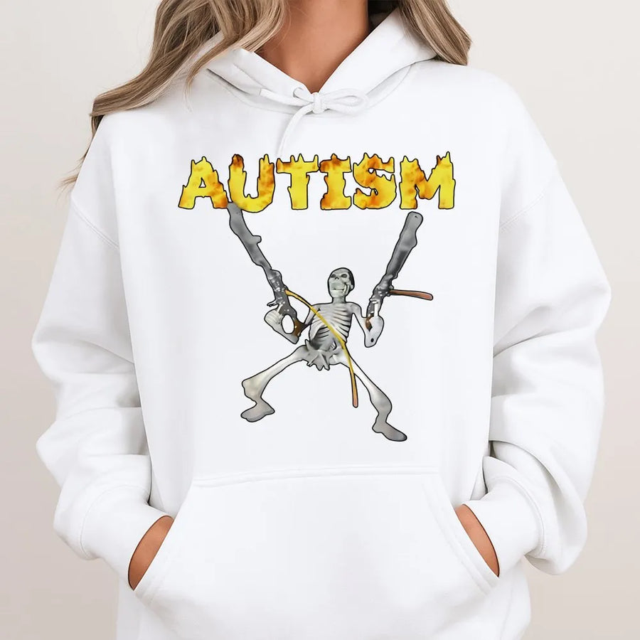 Autism Skeleton Meme Hoodie | Funny Graphic Streetwear Design | Premium Cotton Blend | Gift For Neurodivergent Men And Women