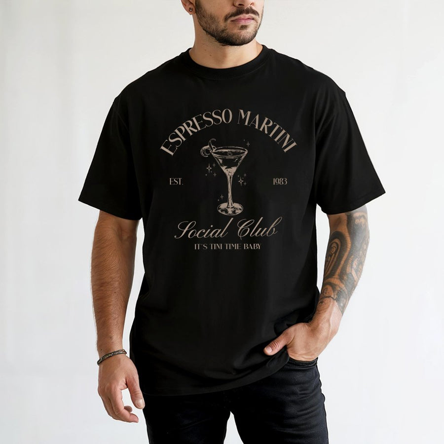 Espresso Martini T-Shirt | Social Club Cocktail Graphic | Premium 100% Cotton Tee | Gift for Cocktail Lovers & Bartenders