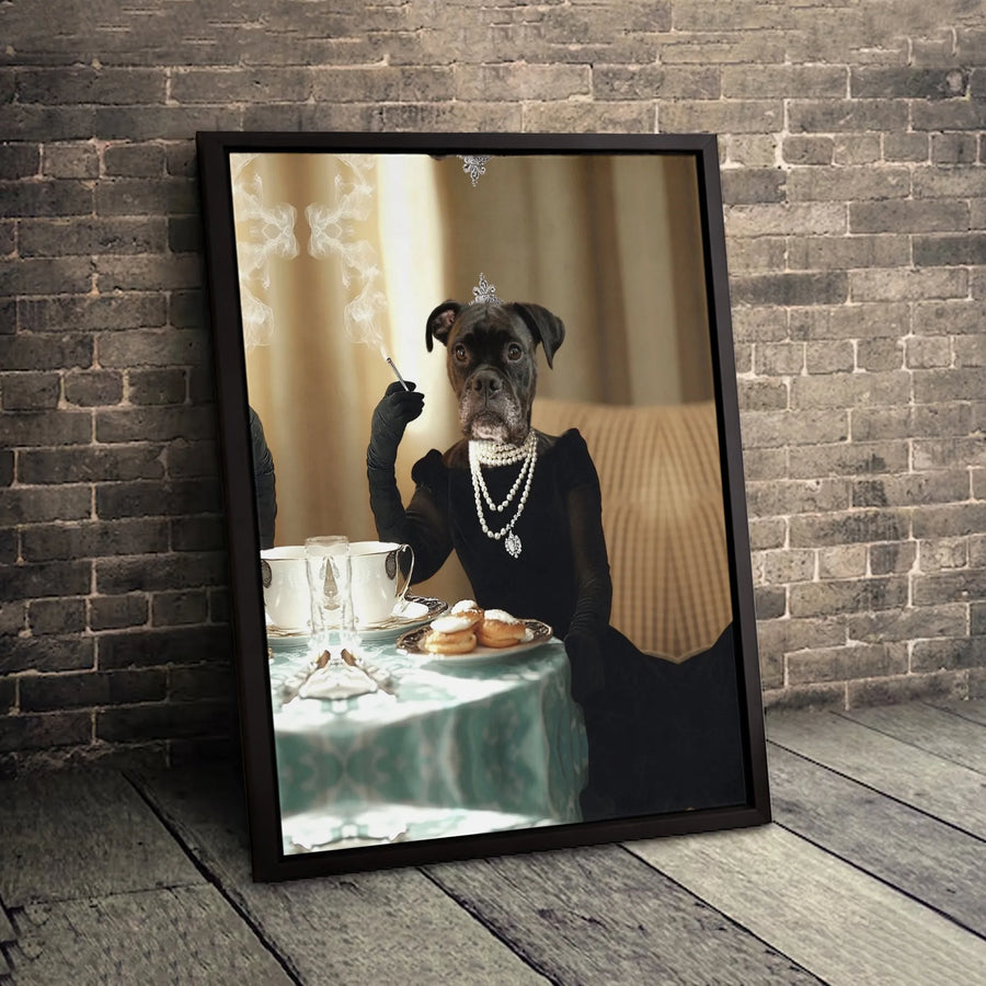 Boxer Dog Wall Art | Elegant Glamour Portrait in Black Dress | Premium 1.25" Gallery Canvas | Unique Dog Lover Gift for Home Office Decor