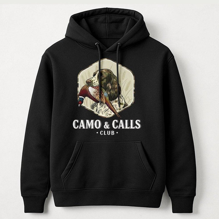 English Springer Spaniel Hoodie | Pheasant Hunting Dog Graphic Art | Premium Cotton Blend | Gift For Hunter Sportsman Outdoorsman