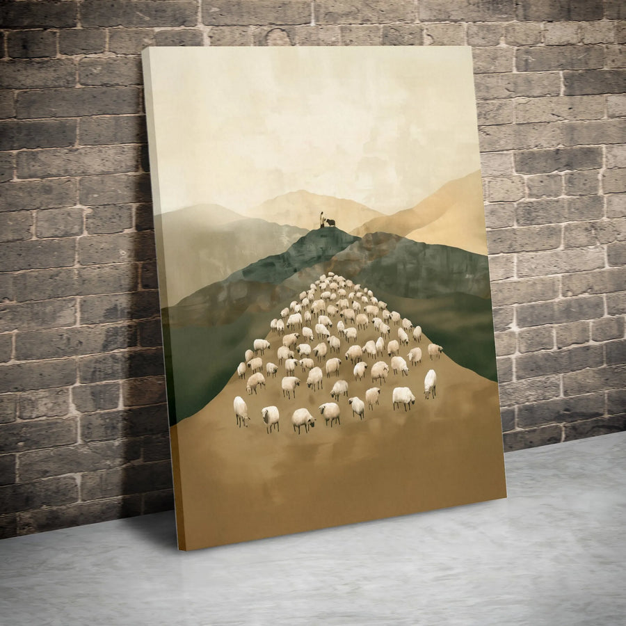 Good Shepherd Wall Art | Minimalist Religious Landscape Canvas | Premium Fade-Resistant Print | Christian Home Decor Gift