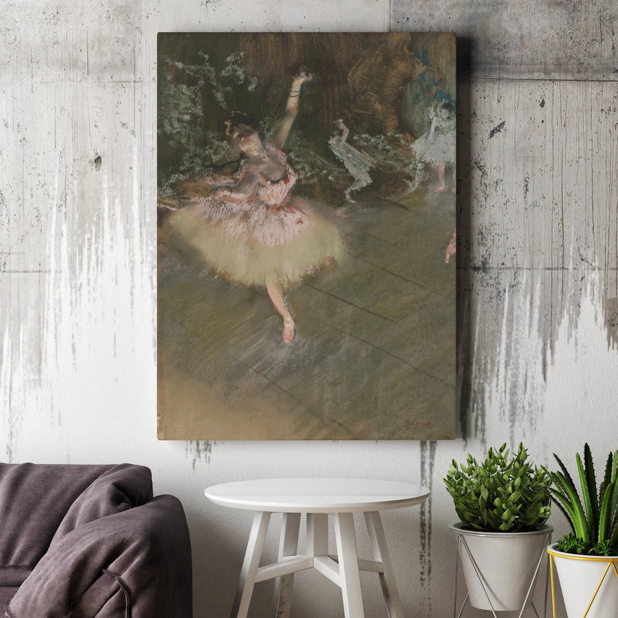 Degas The Star Ballerina Vertical Canvas | L'Étoile Impressionist Painting Reproduction | Premium Frameless Print | Collector's Home Decor Gift for Art Lovers