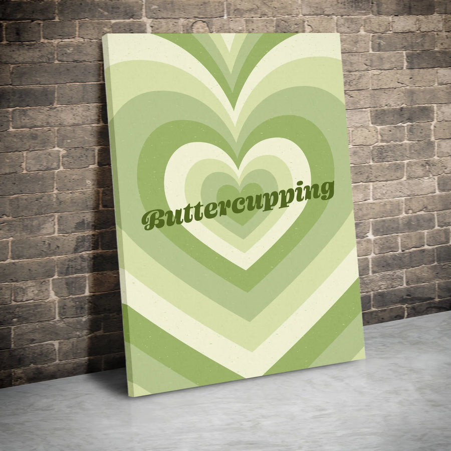 Retro Green Heart Canvas Wall Art | Y2K Aesthetic Concentric Hearts | Premium 1.25 Inch Gallery Wrap | Modern Home Decor Gift