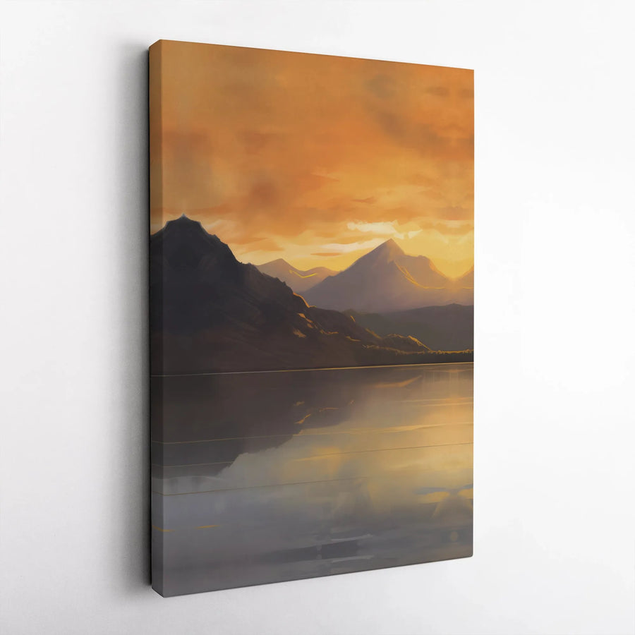 Mountain Lake Sunset Canvas Wall Art | Golden Hour Nature Landscape Print | Gallery Quality 1.25" Thick | Modern Home Office Decor Gift