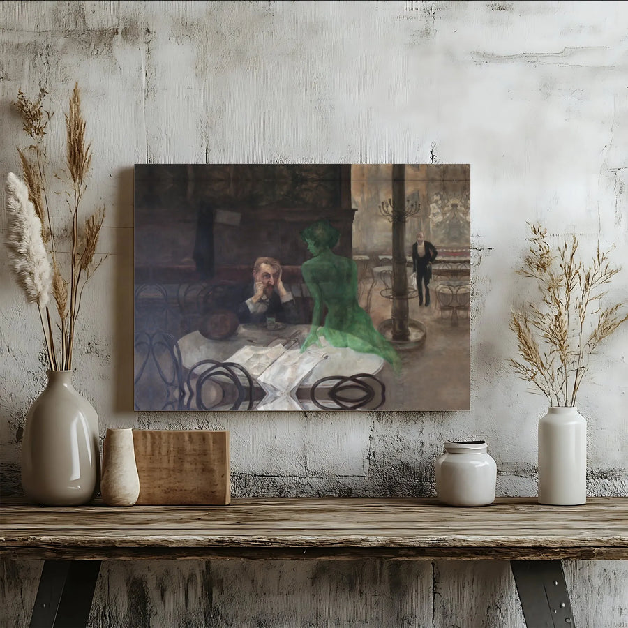 Viktor Oliva The Absinthe Drinker Canvas Wall Art | Famous Green Fairy Painting Reproduction | Premium 1.25" Thick Canvas | Collector's Gift for Art Lover