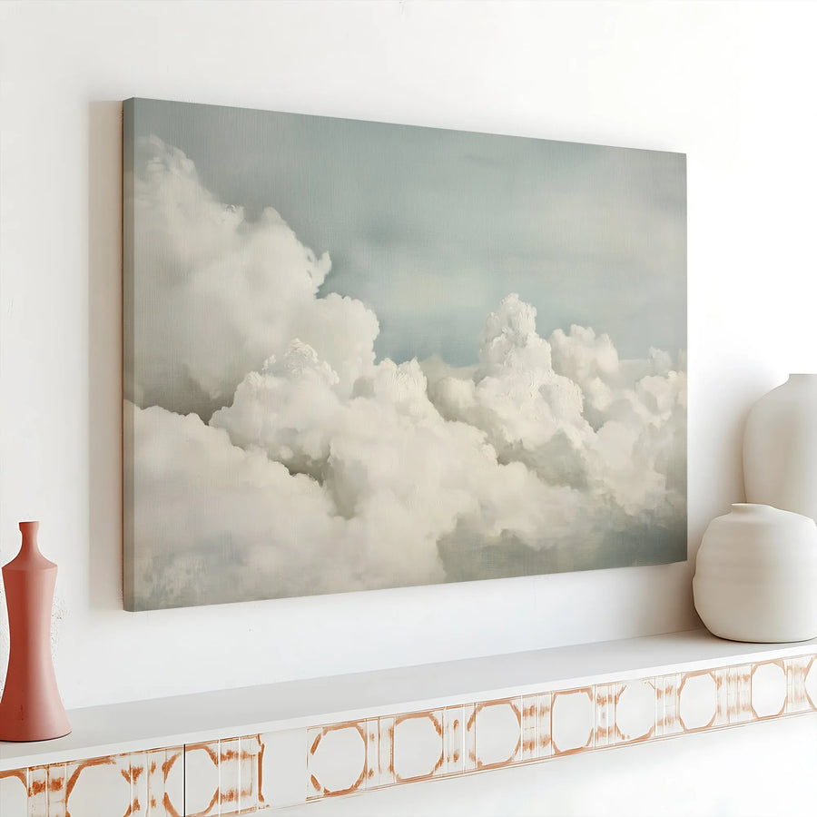 Cloud Canvas Wall Art | Realistic Sky Landscape Painting | Premium Gallery-Wrapped Print | Minimalist Home & Office Decor Gift