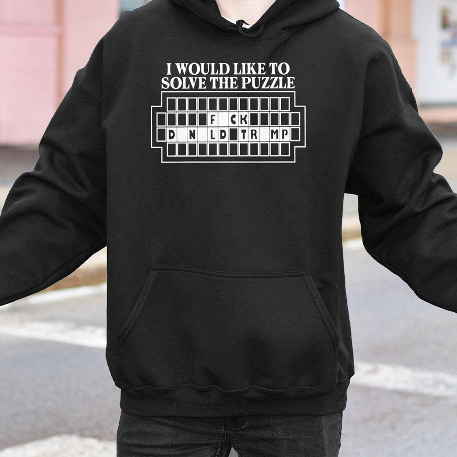 Solve The Puzzle Hoodie | Funny Satire Graphic Sweatshirt | Cotton-Polyester Premium Quality | Progressive Activist Gift For Liberals