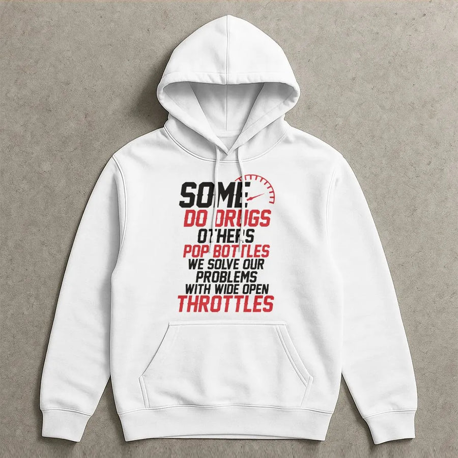 Wide Open Throttle Hoodie | Funny Biker Graphic Tee | Soft Breathable Cotton | Gift for Car Guy or Motorcycle Enthusiast