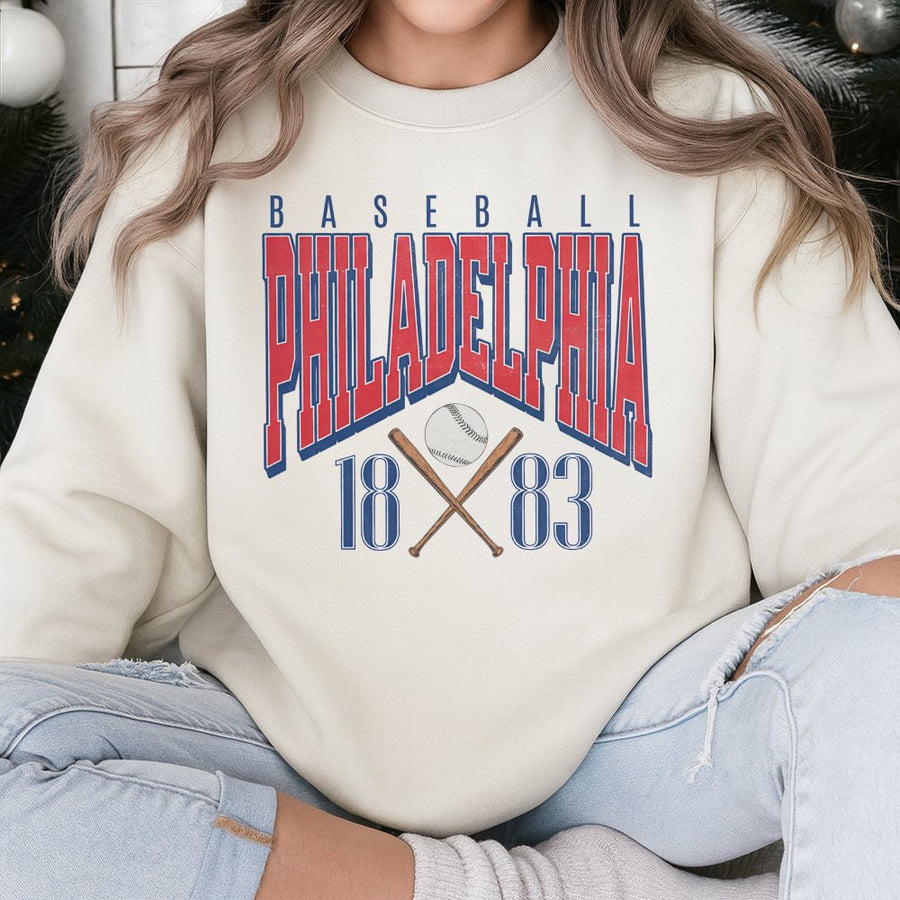 Philadelphia Baseball Sweatshirt | Vintage Retro 1883 Sports Graphic | Premium Cotton Blend Crewneck | Gift for Philly Sports Fan