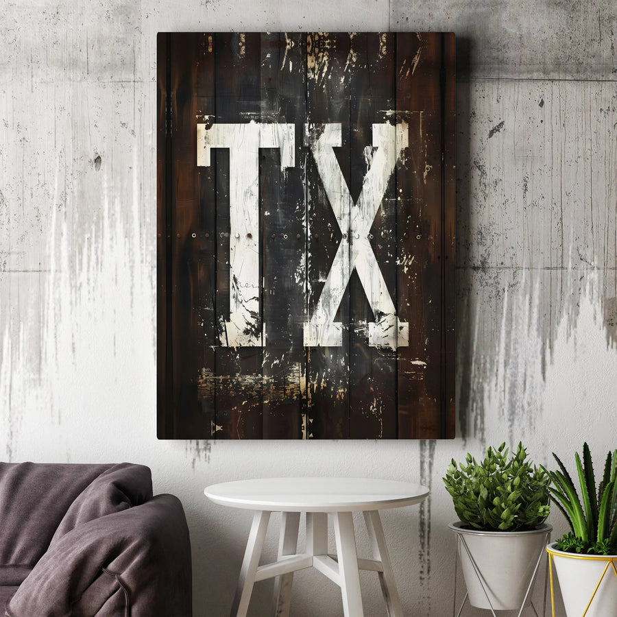 Rustic Texas TX Canvas Wall Art | Vintage Distressed Wood Panel Design | Premium Frameless Print | Home Decor & Man Cave Gift