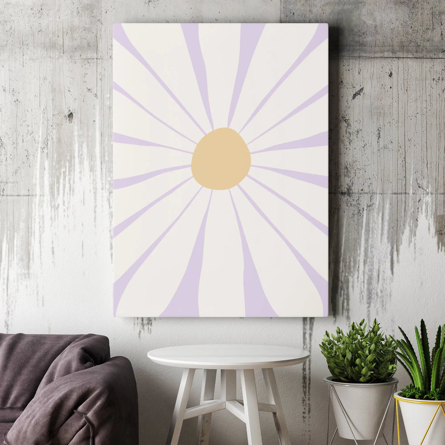 Minimalist Daisy Wall Art | Abstract Pastel Lavender Flower Canvas | Premium Gallery-Wrap Print | Modern Home Decor Gift for Her