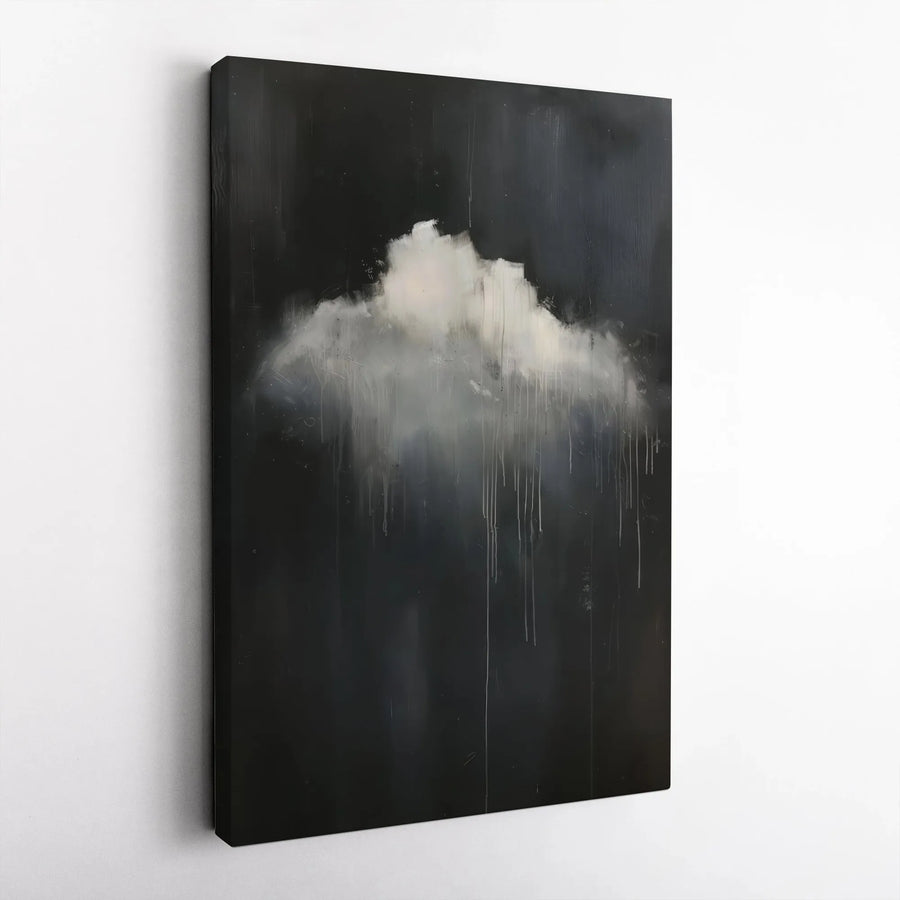 Abstract Storm Cloud Wall Art | Moody Minimalist Rain Painting | Gallery Quality 1.25" Canvas | Modern Home Decor Gift