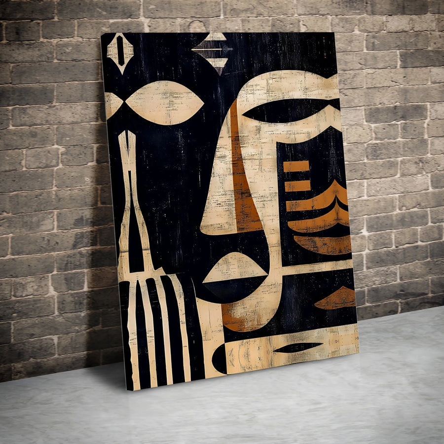 Abstract Cubist Face Canvas Art | Geometric Minimalist Wall Decor | Premium Fade-Resistant Gallery Wrap | Modern Home Office Gift