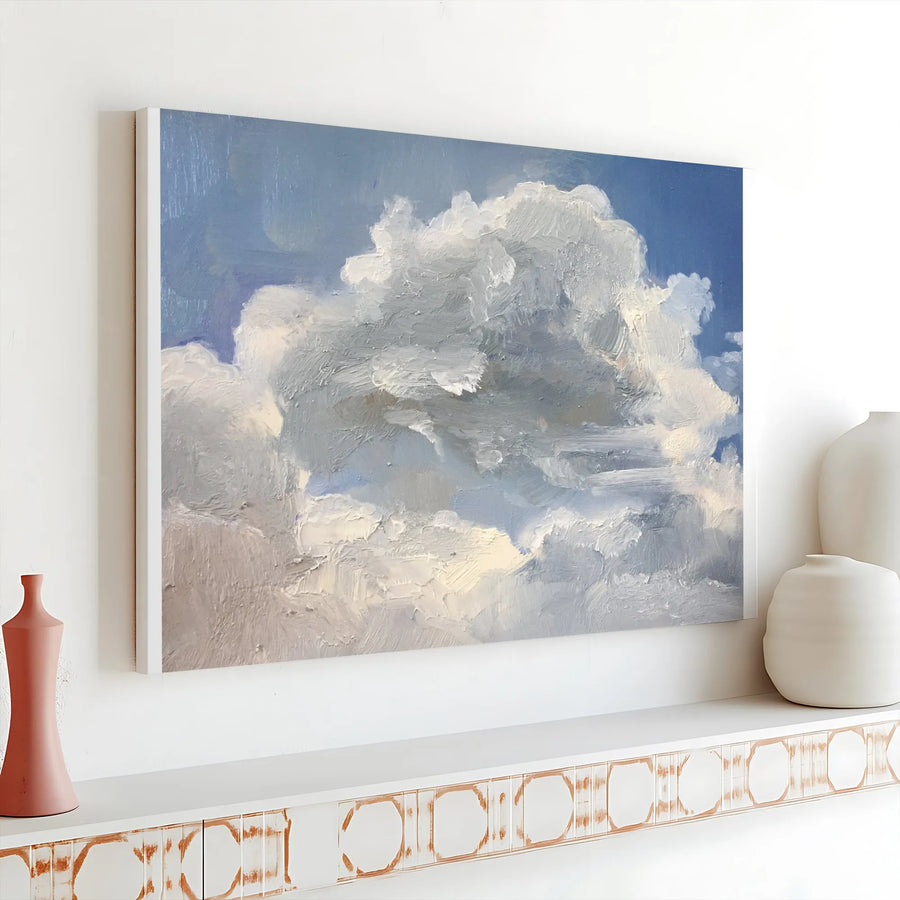 Cloud Painting Canvas Print | Textured Impressionist Sky Art | Premium 1.25" Thick Gallery Wrap | Living Room & Bedroom Wall Decor Gift