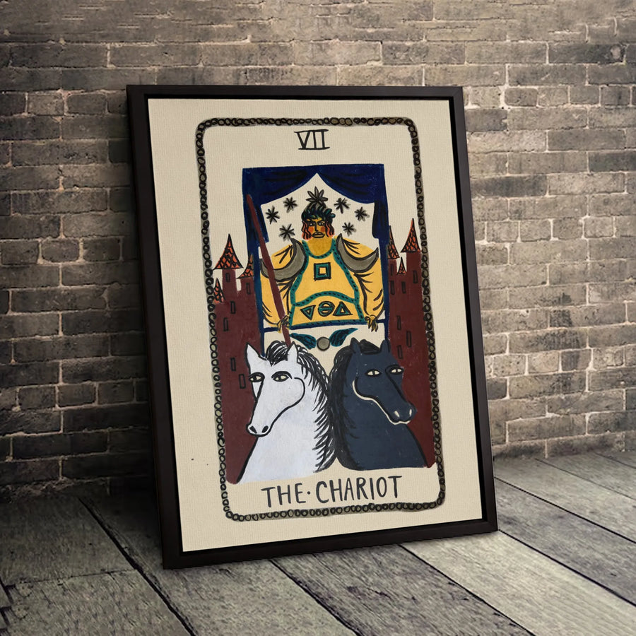 The Chariot Tarot Card Canvas Print | VII Major Arcana Wall Art | Premium Fade-Resistant Gallery Wrap | Occult Home Decor Gift for Tarot Readers