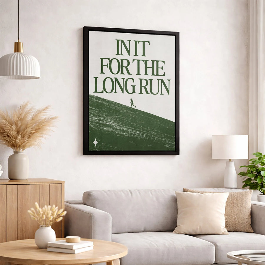 In It For The Long Run Canvas | Motivational Marathon Runner Wall Art | Premium Gallery Wrapped Decor | Inspirational Gift For Runners And Athletes
