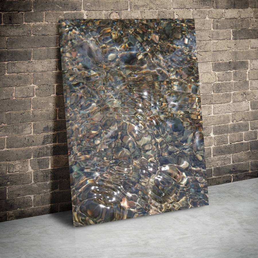 Rippling Water River Stone Canvas Wall Art | Abstract Nature Photography Decor | Premium Gallery Wrapped Print | Zen Office & Home Living Room Gift
