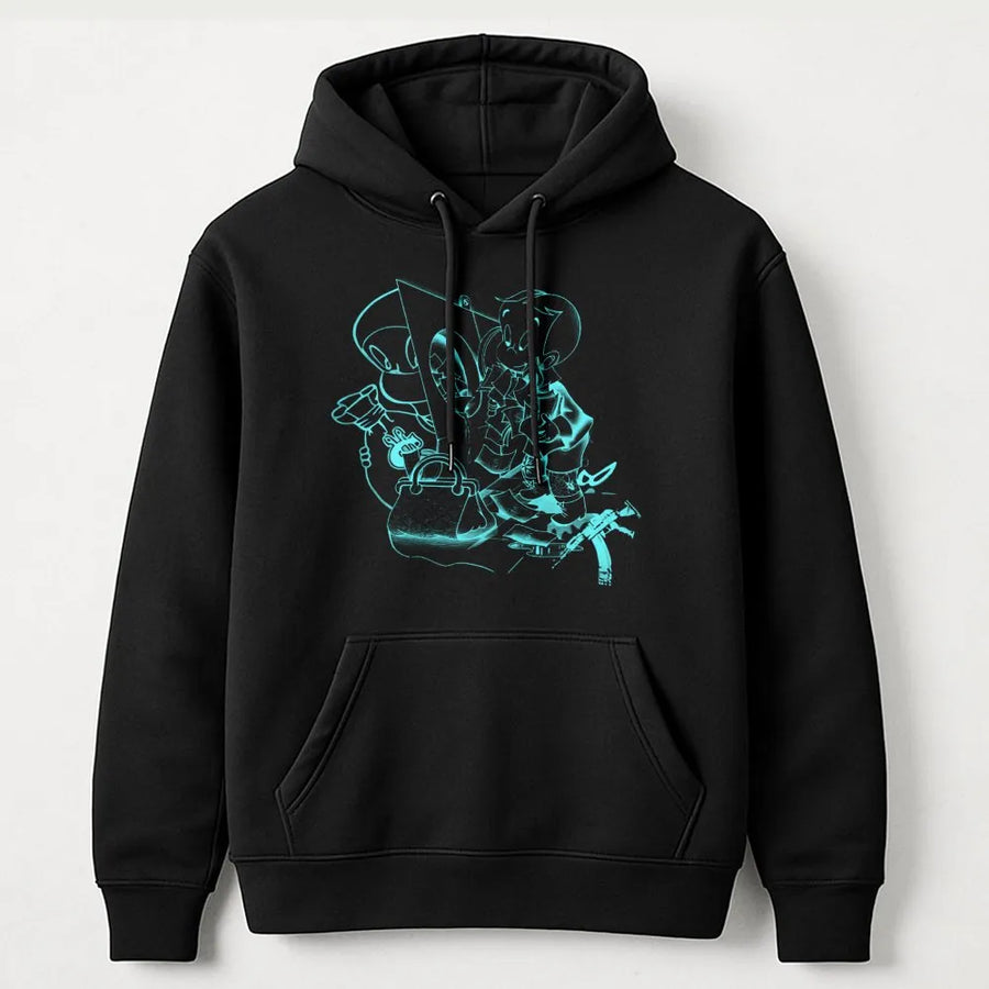 Streetwear Graphic Hoodie | Cartoon Money Hustle Design | Premium Cotton Blend | Unisex Urban Style Pullover Gift