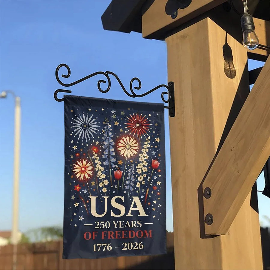 USA 250th Anniversary Garden Flag | Commemorative 1776-2026 Fireworks Design | Double Sided Polyester | Patriotic Yard Decor for 4th of July