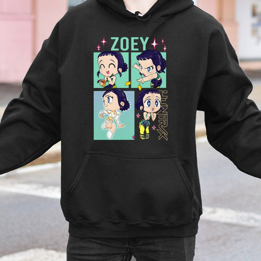 Zoey Huntrix Anime Hoodie | Chibi Character Graphic Print | Premium Cotton-Blend Pullover | Aesthetic K-Pop Fan Gift for Teens and Adults