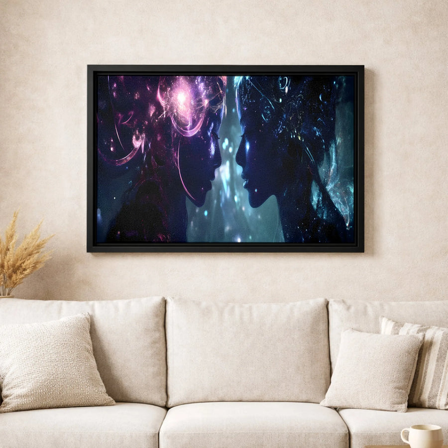 Celestial Cosmic Faces Canvas Print | Ethereal Galaxy Abstract Art | Premium Gallery-Wrap Wall Decor | Unique Gift for Space Lovers