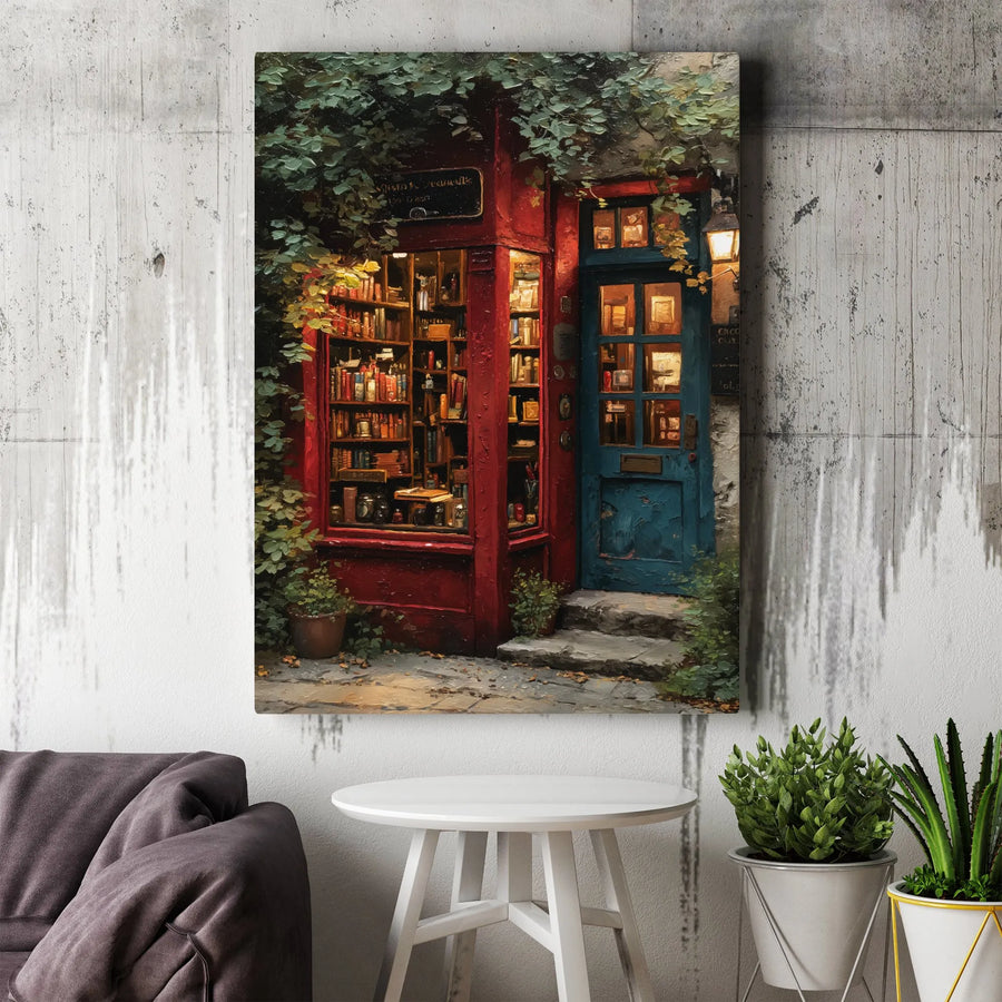 Cozy Bookstore Canvas Print | Old World Library Wall Art | Premium Gallery Wrapped Decor | Gift for Book Lovers and Readers