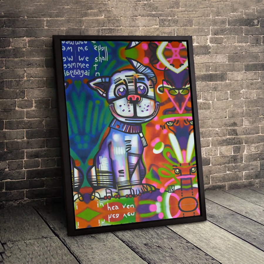 Graffiti Robot Dog Wall Art | Vibrant Urban Street Style Print | Gallery-Quality 1.25" Canvas | Modern Home Decor Gift for Dog Lovers