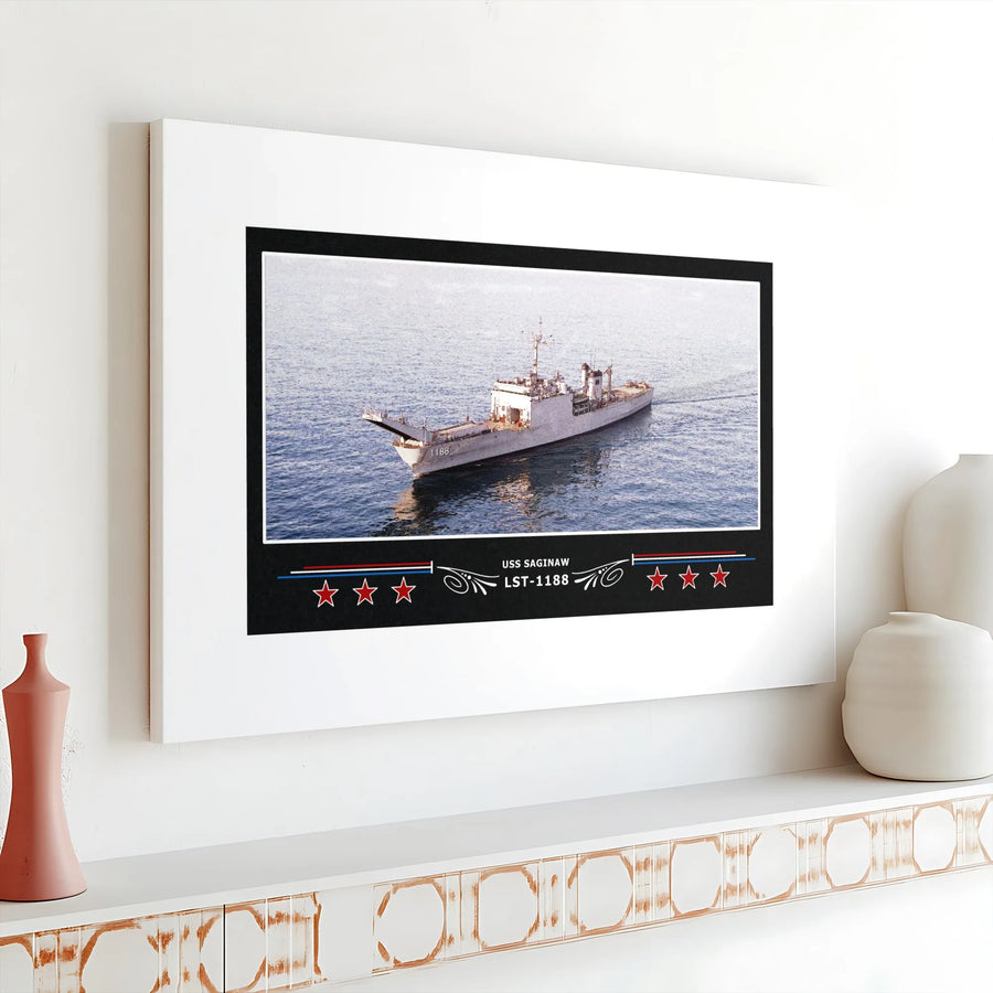 USS Saginaw LST-1188 Canvas Print | US Navy Ship Wall Art | Gallery Wrap Premium Decor | Military History Gift for Veteran