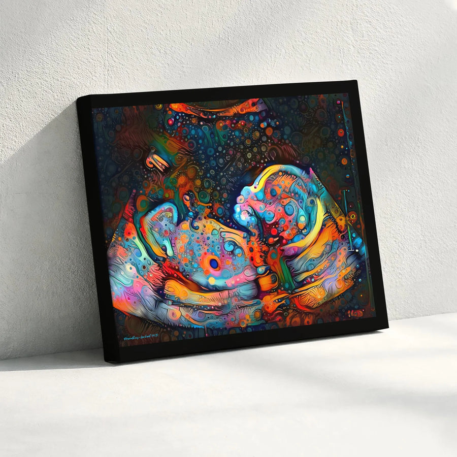 Psychedelic Fetal Art Canvas Print | Vibrant Abstract Sonogram Illustration | Premium Gallery Wrapped Decor | Unique Gift for Expecting Parents