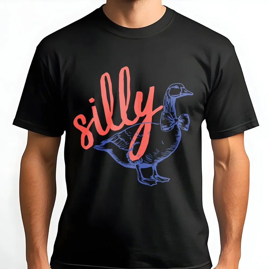 Silly Goose T-Shirt | Funny Retro Bowtie Duck Graphic Design | Premium Soft Cotton Tee | Cute Animal Meme Gift for Friends and Family