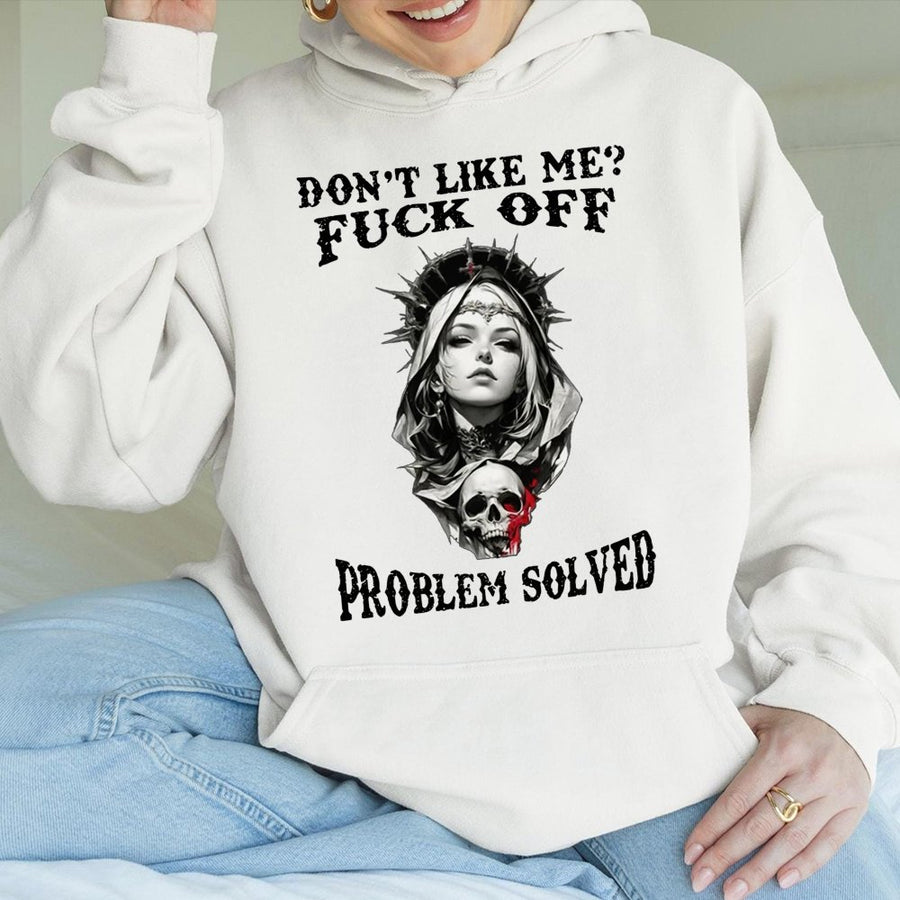 Sarcastic Quote Hoodie | Dark Aesthetic Valkyrie Skull Graphic | Premium Cotton Blend Unisex Sweatshirt | Bold Edgy Streetwear Gift For Her/Him