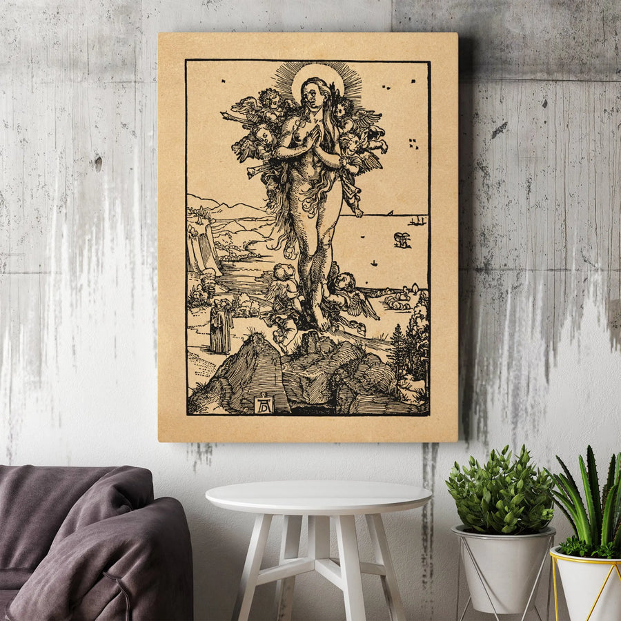 Albrecht Dürer Mary Magdalene Wall Art | Renaissance Woodcut Reproduction | Premium Gallery Wrapped Canvas | Religious Fine Art Gift