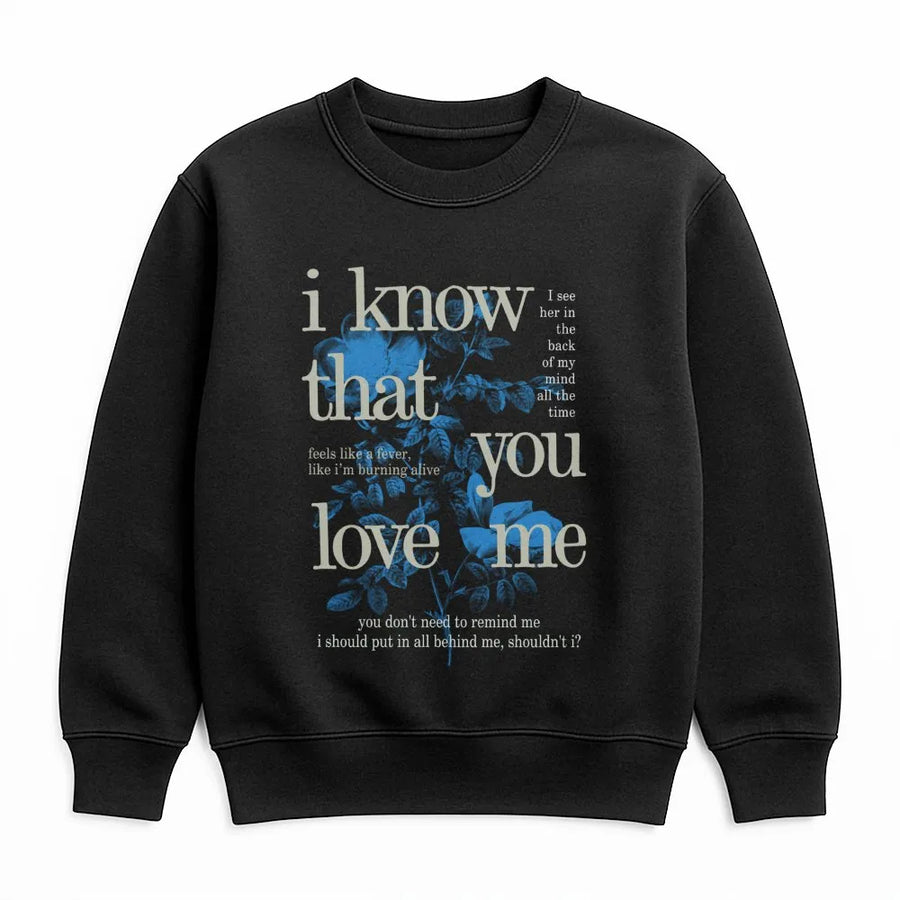 Lyrics Graphic Sweatshirt | Aesthetic Blue Wildflower Design | Premium Cotton Blend Jumper | Indie Music Fan Gift For Her