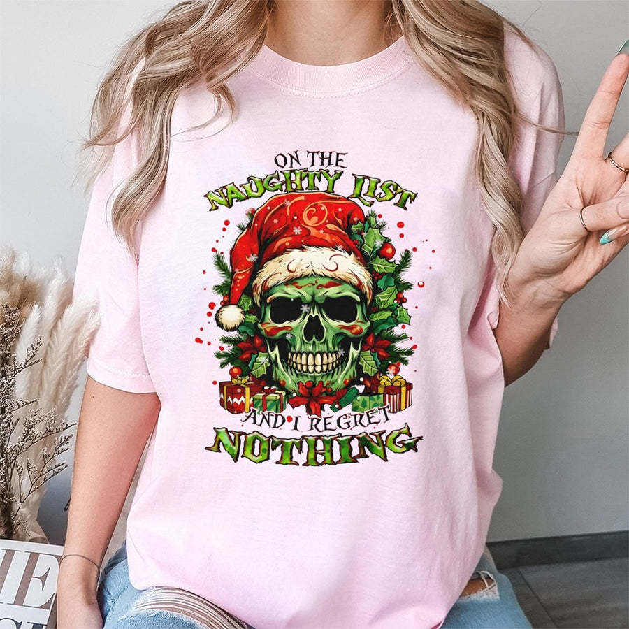 Naughty List Skull T-Shirt | Funny Christmas Graphic Tee | Premium 100% Cotton Shirt | Unique Holiday Gift for Men and Women