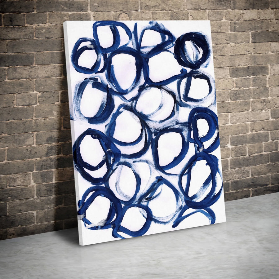 Abstract Blue Loops Canvas Art | Modern Indigo Brushstroke Design | Premium 1.25" Gallery Wrap Canvas | Minimalist Wall Decor Gift for Home or Office