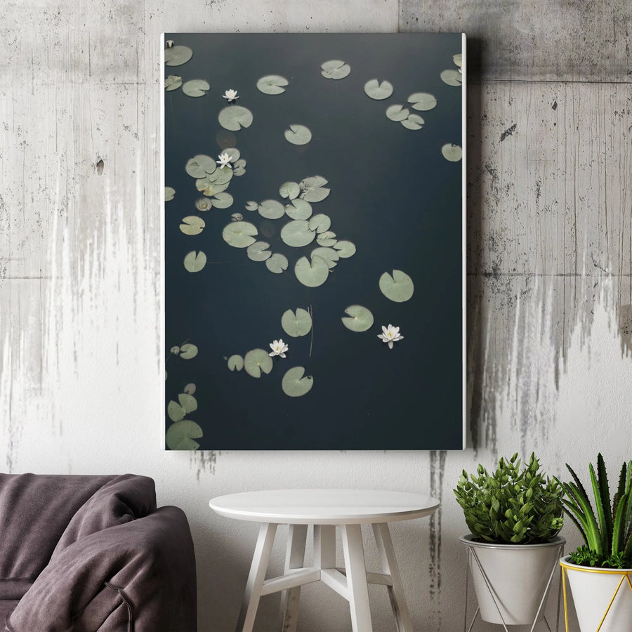 Water Lily Canvas Wall Art | Minimalist Lily Pad Photography | Premium Gallery Wrapped Canvas | Zen Botanical Home Decor Gift