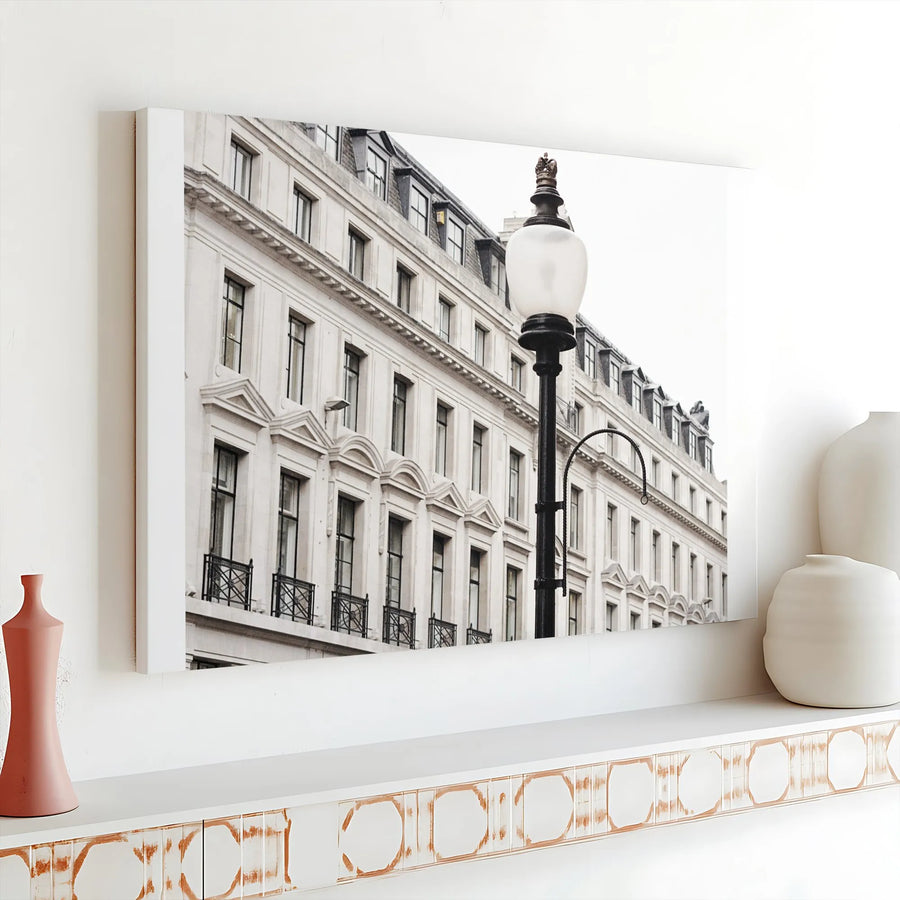 London Street Lamp Canvas Wall Art | Minimalist Architectural Photography | Premium Gallery Wrapped Canvas | Modern Home Decor Gift