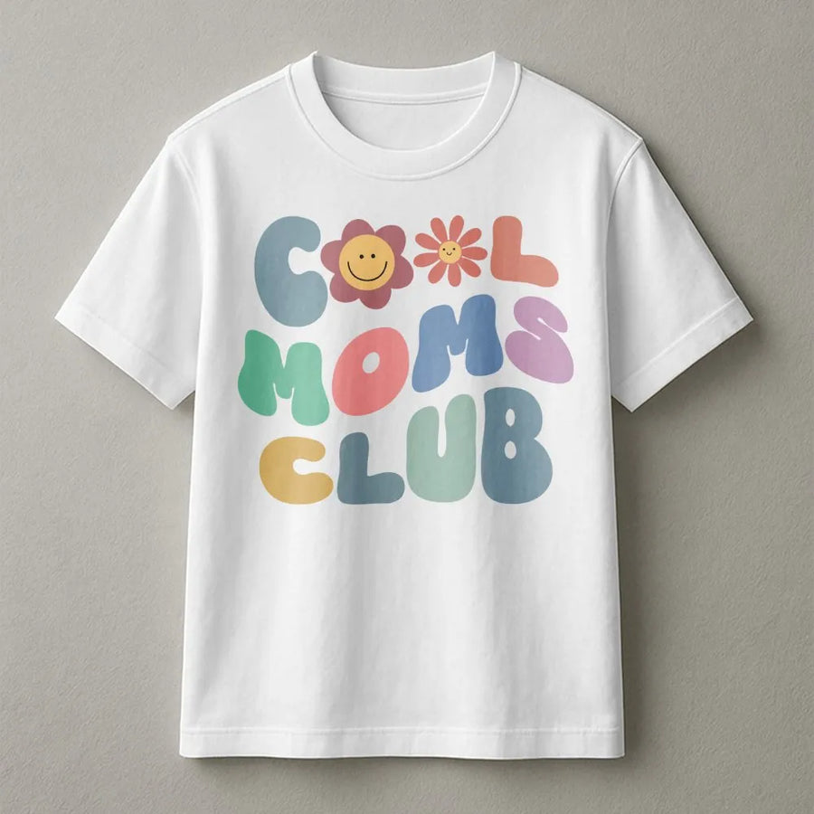 Cool Moms Club T-Shirt | Retro Groovy Bubble Letter Graphic | Premium 100% Cotton Tee | Trendy Mother's Day 2026 Gift for Mom