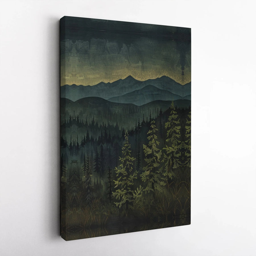 Moody Forest Canvas Wall Art | Rustic Pine Tree Landscape | Premium Gallery Wrapped Canvas | Nature Lover Cabin Decor Gift