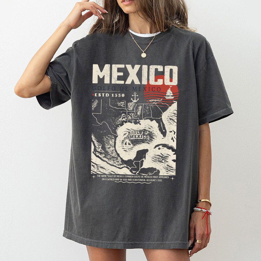Mexico Map T-Shirt | Golfo De Mexico Historical Cartography | Premium 100% Cotton Tee | Gift for History Buffs and Mexico Travel Lovers
