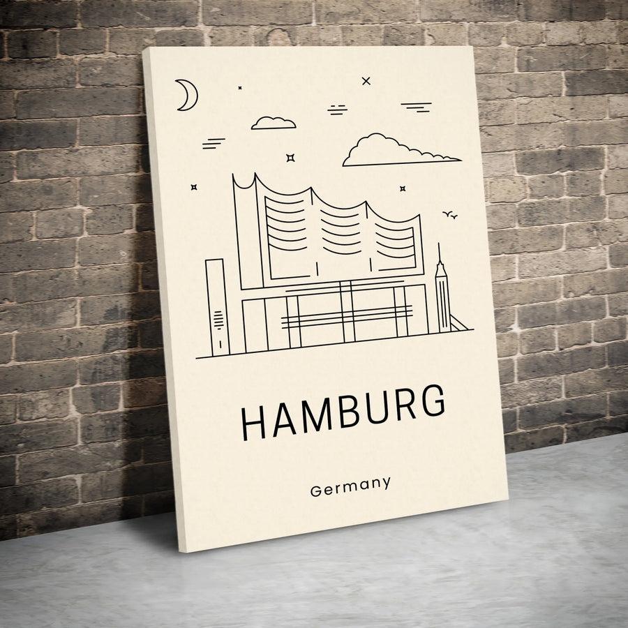 Hamburg Germany Wall Art | Minimalist Elbphilharmonie Line Drawing | Premium Gallery Canvas | Travel Souvenir Gift for Home Office Decor