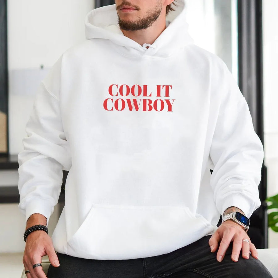 Cool It Cowboy Hoodie | Y2K Western Graphic Pullover | Premium Cotton Blend | Unisex Country Festival Outfit Gift