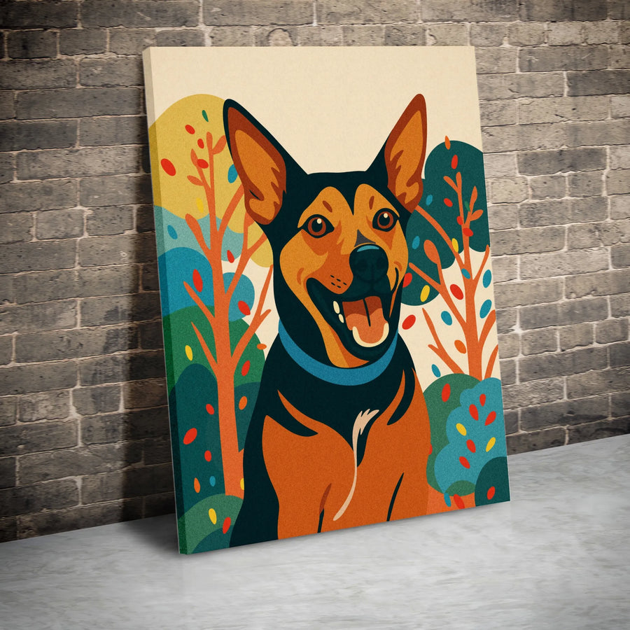 German Shepherd Wall Art | Colorful Modern Dog Portrait Print | Premium Gallery-Wrapped Canvas | Unique Pet Lover Gift & Home Decor
