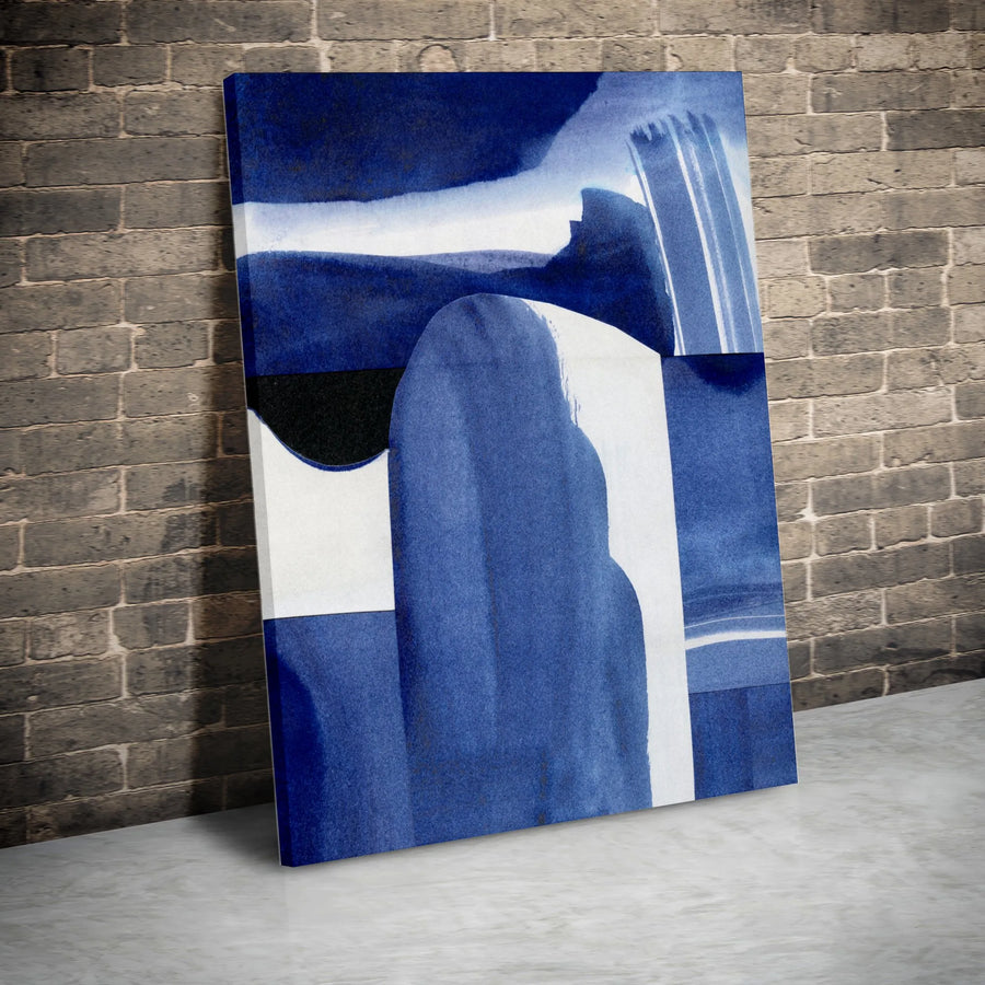 Abstract Blue Watercolor Canvas Print | Modern Minimalist Indigo Brushstrokes | Premium Gallery Quality 1.25" Thick Canvas | Modern Home Decor Gift
