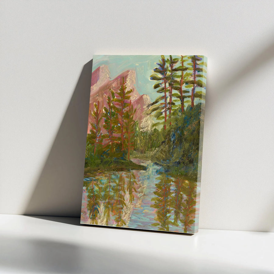 Yosemite National Park Canvas Wall Art | Impressionist Mountain & River Painting | Premium Thick Gallery Wrap Canvas | Nature Lover Home Decor Gift